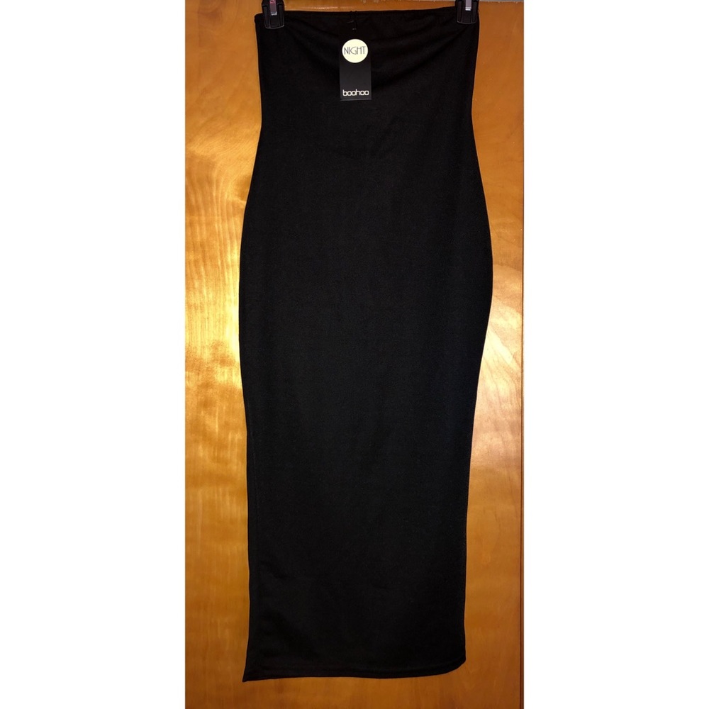 Black Midi Bandeau Bodycon Party Dress